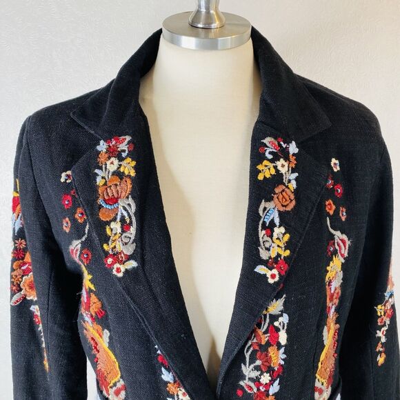 Maeve Size 6 Ellen Black Embroidered Blazer - Picture 2 of 11